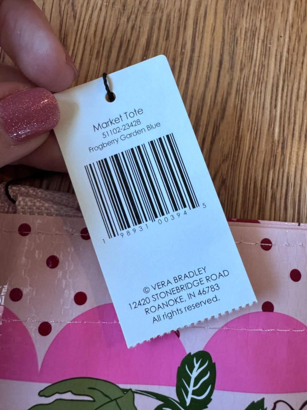 Vera Bradley Market Tote Frogberry Garden NWT - Picture 4 of 5